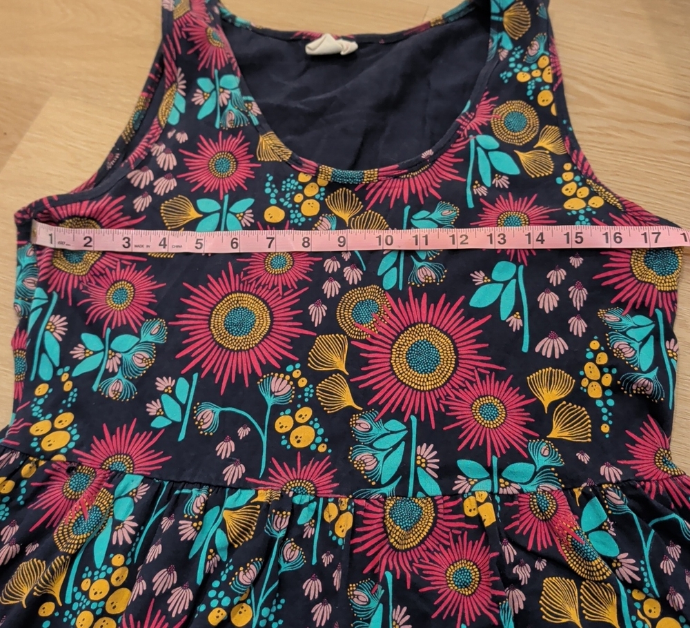 Mata Traders Navy Tank Dress with Pink, Teal & Yellow Floral Print
